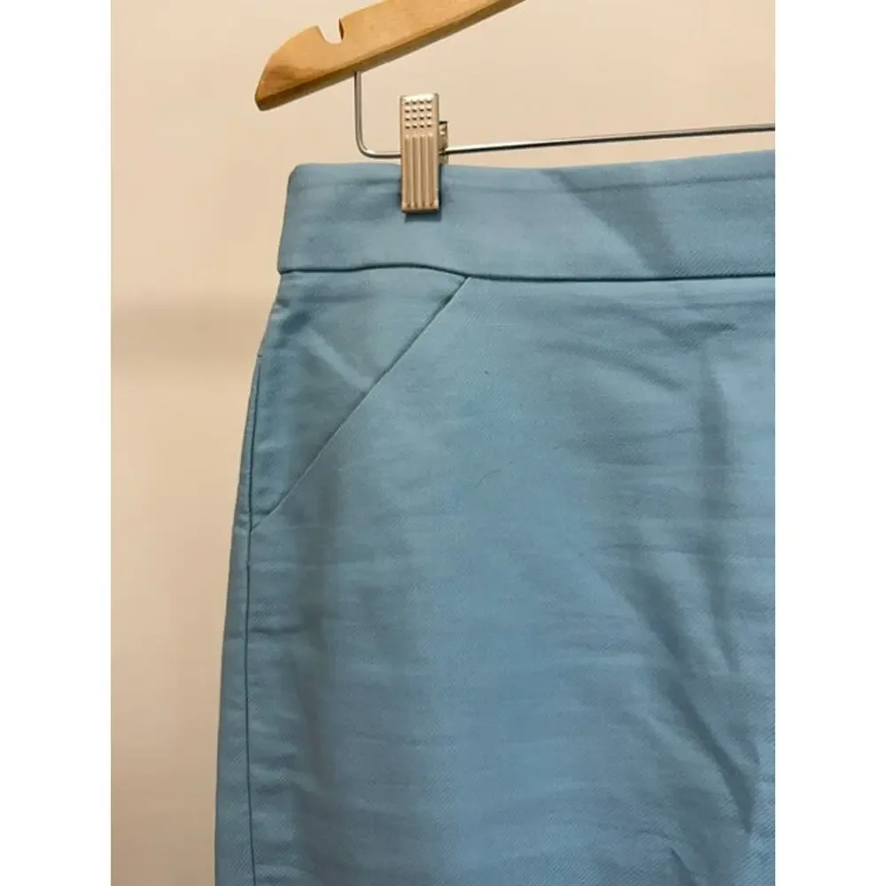 J.Crew “The Pencil Skirt” – Light Blue 100%Cotton Sz12